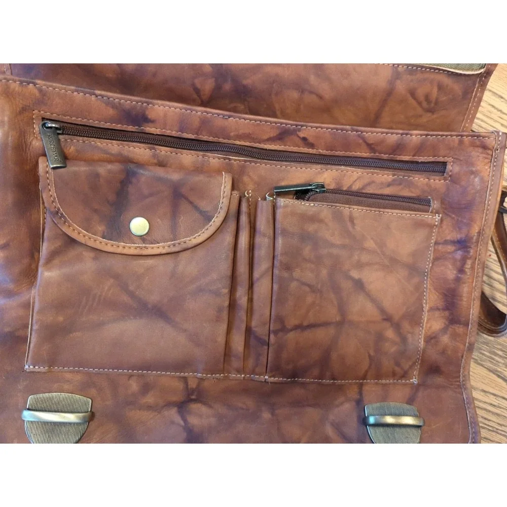 Gorgeous Genuine Leather Briefcase Messenger Embossed Braves Baseball‎ Bag